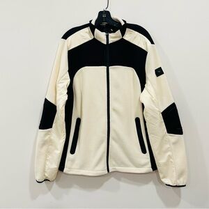 Stone Falcon Men's Size L Cream /Black Jacket Full Zip Fleece‎